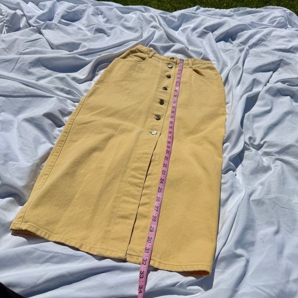 ๐ Y2K/vintage style Mustard Button-Up Midi Skirt โ Arizona Jean Co โ Sz 3 - Picture 3 of 6